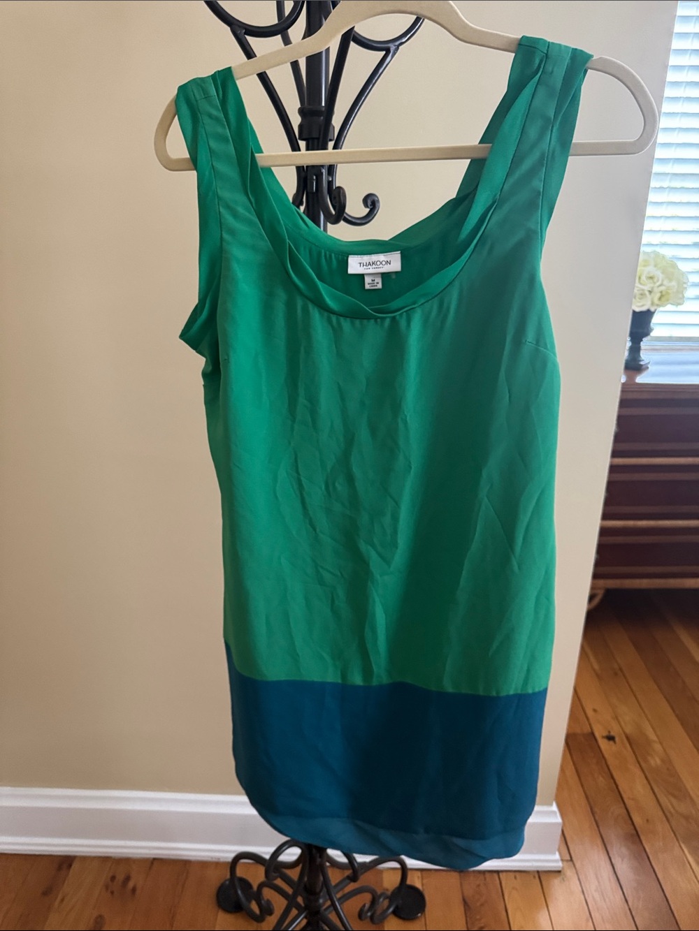 Thakoon for Target Green with Teal Hem Colorblock Sleeveless Tank